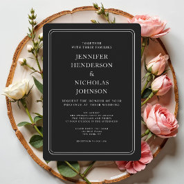 Convites Casamento Negro Formal Elegante