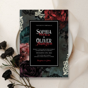 Convites Casamento negro gótico-gótico-escuro vitoriano
