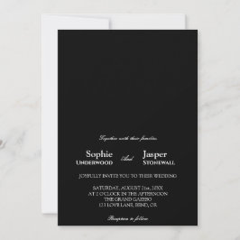 Convites Casamento Negro Minimalista Clássico Moderno