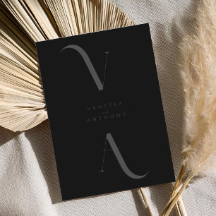 Convites Casamento Negro Mínimo Mínimo Elegante Moderno