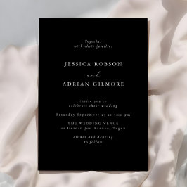 Convites Casamento Negro Mínimo Moderno