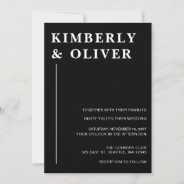 Convites Casamento Negro Mínimo Moderno Simples
