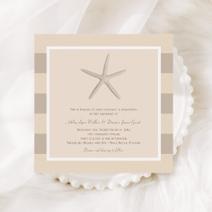 Convites Casamento Neutral de Beige Starfish