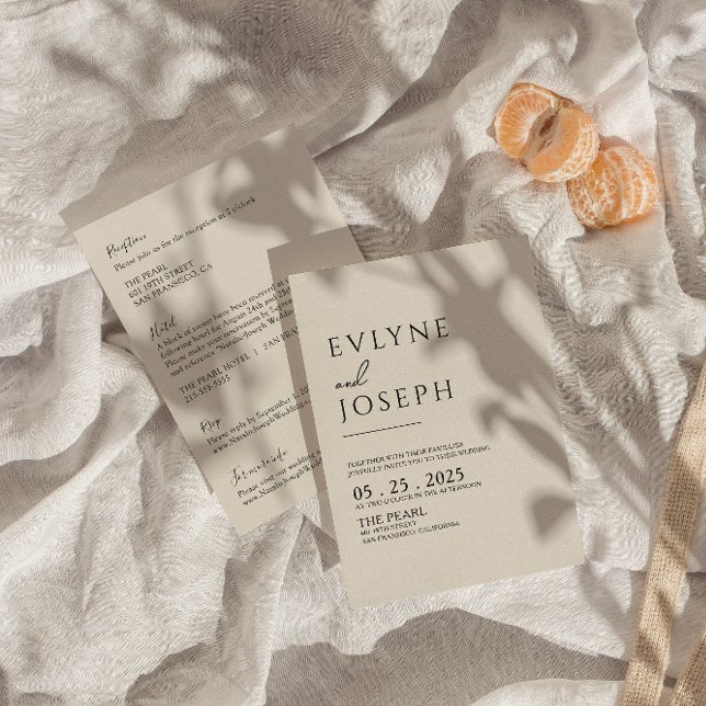 Convites Casamento Neutro de Boho e Preto Duplo Lado (Criador carregado)