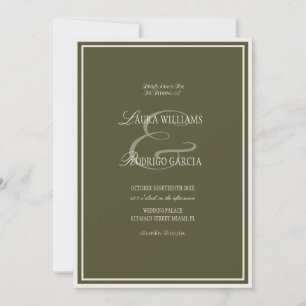 Convites Casamento Neutro Dinheiro Antigo Verde Oliva