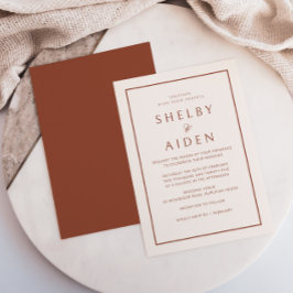 Convites Casamento Neutro Mínimo Terracotta Moderno