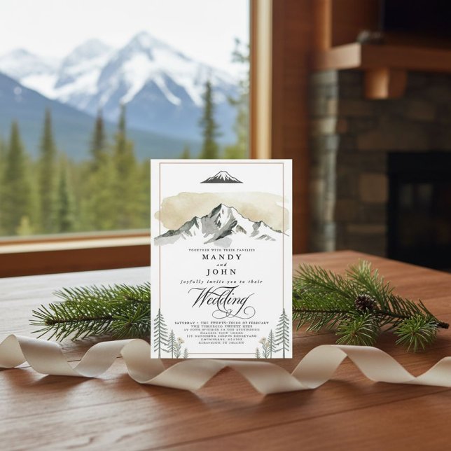 Convites Casamento Neutro Wilderness Montanha do Alasca Den (Criador carregado)