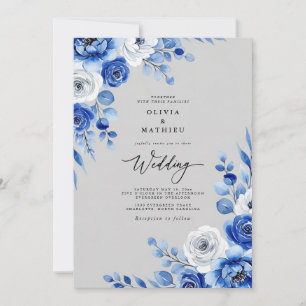 Convites Casamento Nevado com Aquarela Azul Real