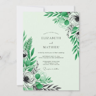 Convites Casamento Nítido de Primavera em Verde Limão
