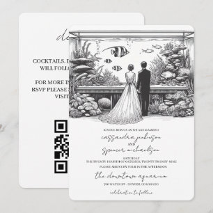 Convites Casamento no Aquário com QR Code