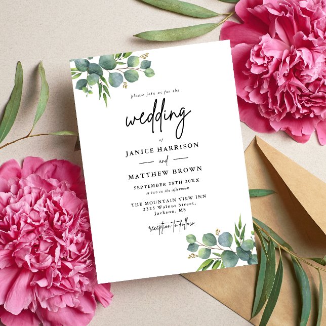 Convites Casamento no Bosque de Eucalipto Salvia (Eucalyptus woodland invitation adds natural elegance and beautifully invites guests to your wedding)