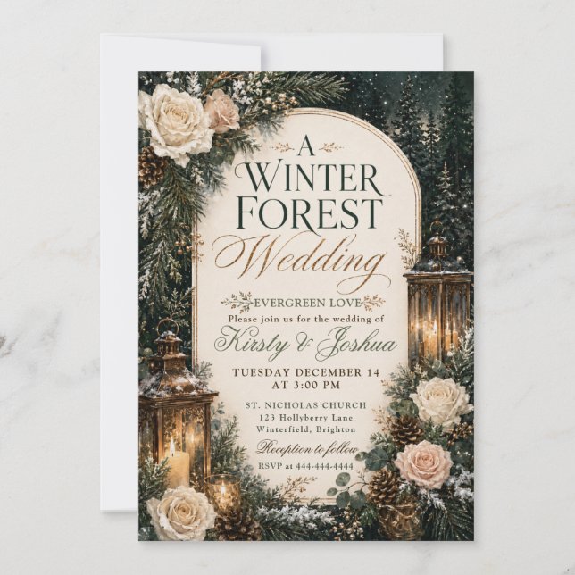 Convites Casamento no Bosque de Inverno (Frente)