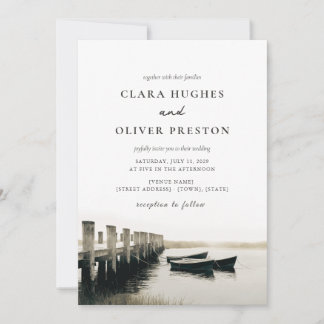 Convites Casamento no Cais do Porto de New England Nebuloso