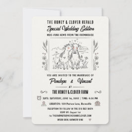 Convites Casamento no Campo com Vacas Beijando