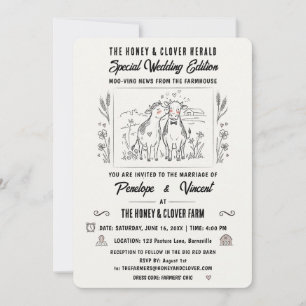 Convites Casamento no Campo com Vacas Beijando