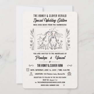 Convites Casamento no Campo com Vacas Beijando