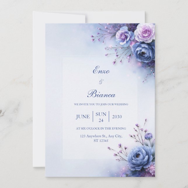 Convites Casamento no Canto da Periwinkle (Frente)