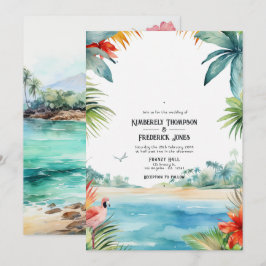 Convites Casamento no Caribe com aguarela
