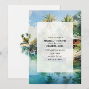 Convites Casamento no Caribe com Aquarela