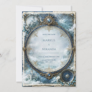 Convites Casamento no Castelo Celestial Azul