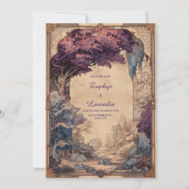 Convites Casamento no Castelo da Árvore Roxa de Fantasia Vi