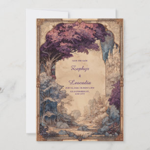 Convites Casamento no Castelo da Árvore Roxa de Fantasia Vi