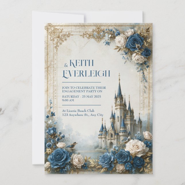 Convites Casamento no Castelo da Rosa Azul (Frente)