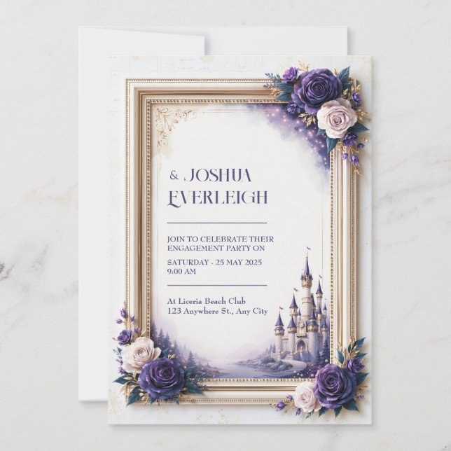 Convites Casamento no Castelo da Rosa Lavanda (Frente)