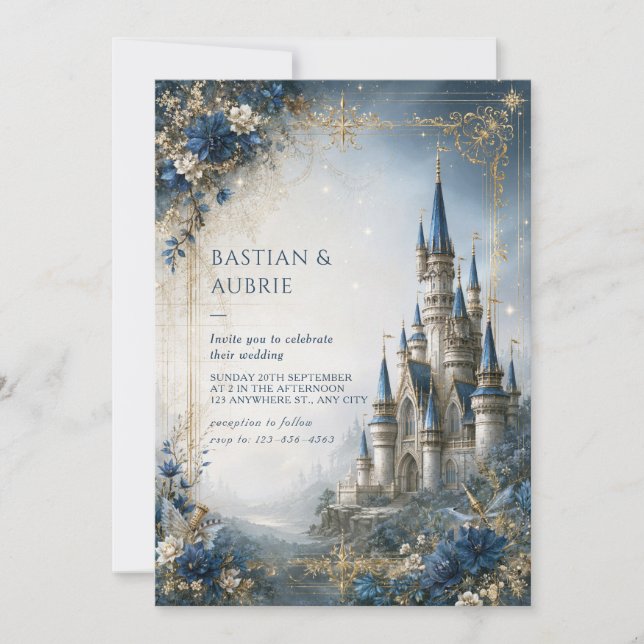 Convites Casamento no Castelo Estrela Safira (Frente)