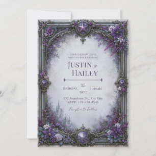 Convites Casamento no Castelo Gótico Roxo