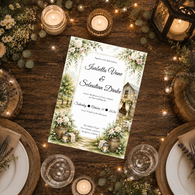 Convites Casamento no Celeiro Rústico (Criador carregado)