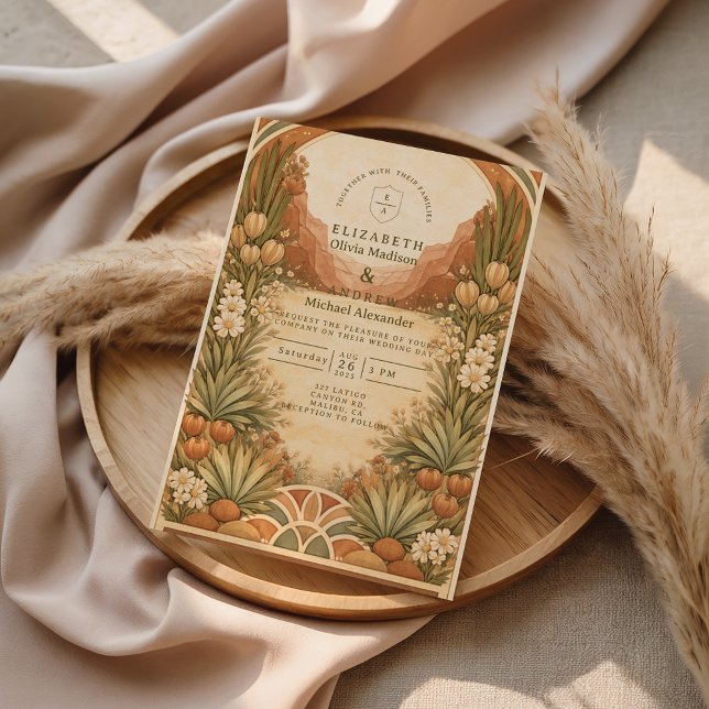 Convites Casamento no Deserto Boho com Flores Silvestres (Criador carregado)