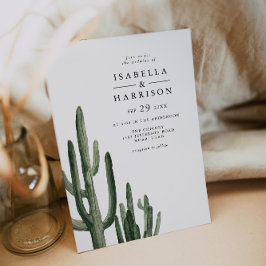 Convites Casamento no Deserto com Cacto Saguaro Minimalista