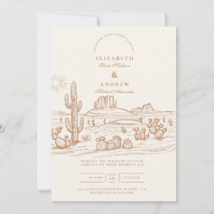 Convites Casamento no Deserto de Cacto Boho Ocidental