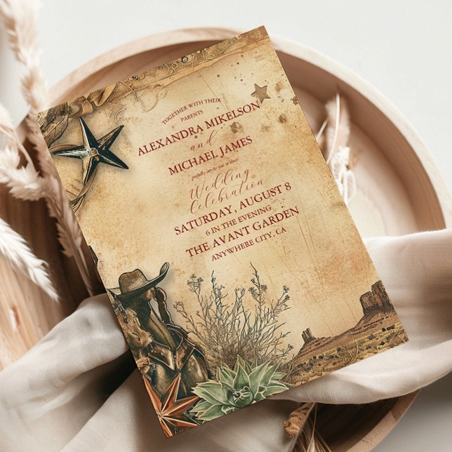 Convites Casamento no Deserto de Cactus Boho Ocidental (Criador carregado)
