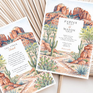Convites Casamento no Deserto de Sedona Arizona em Aquarela
