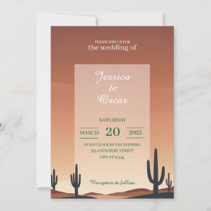 Convites Casamento no Deserto Moderno – Pôr do Sol Terracot