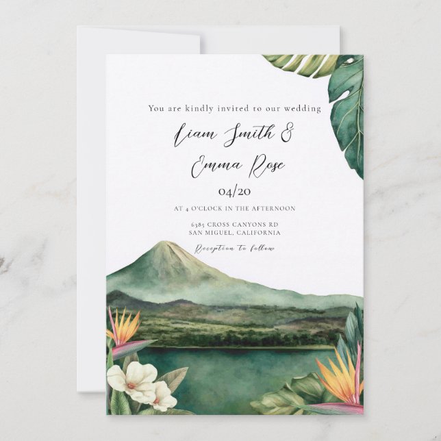 Convites Casamento no Destino Costa Rica (Frente)