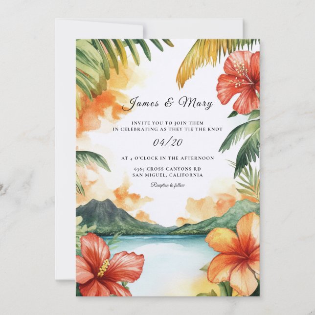 Convites Casamento no Destino da Ilha de Fiji (Frente)