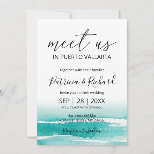 Convites Casamento no Destino da Praia Caribe com Aquarela