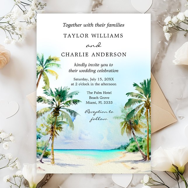 Convites Casamento no Destino de Praia Tropical (Criador carregado)