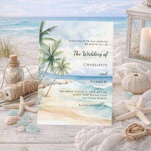 Convites Casamento no destino de praia tropical oceânica co