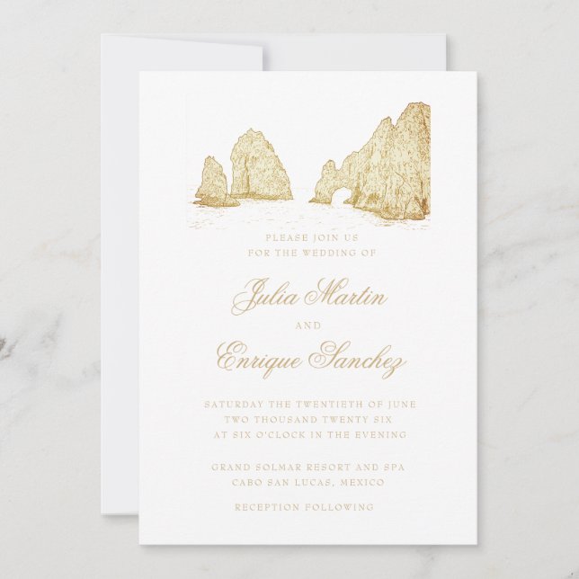 Convites Casamento no Destino El Arco Cabo San Lucas (Frente)