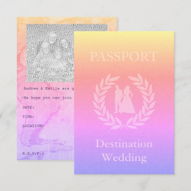 Convites casamento no destino passaporte (Frente/Verso)