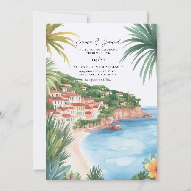 Convites Casamento no Destino Riviera Francesa (Frente)