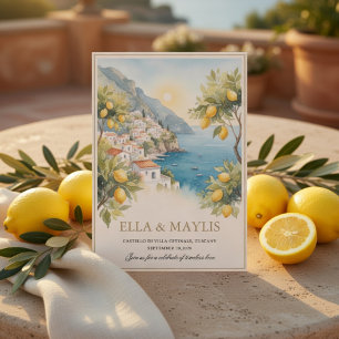 Convites Casamento no estilo Mediterrâneo com Limão na Cost