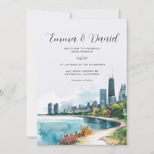 Convites Casamento no horizonte de Chicago Illinois