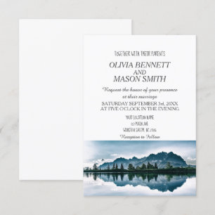 Convites Casamento no interior do Lago Montanha Winter Rock