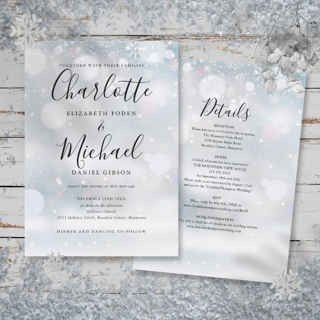 Convites Casamento no inverno All In One Snowflakes (All In One Snowflakes Winter Wedding Invitation)