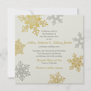 Convites Casamento no inverno ao quadrado de Snowflake Dour